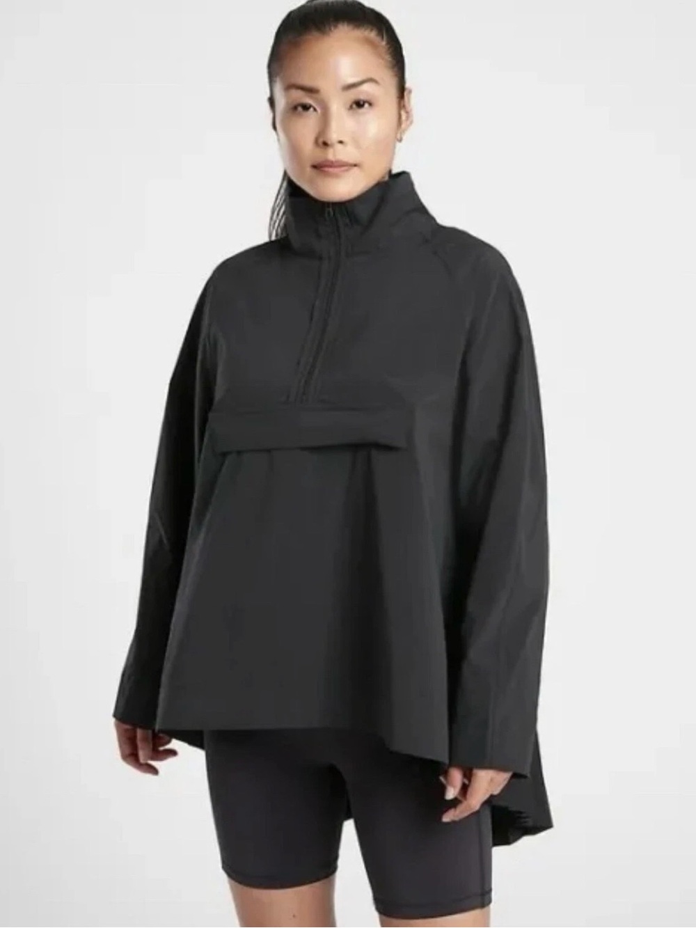Athleta Sojourn Pleated Anorak Black XXS